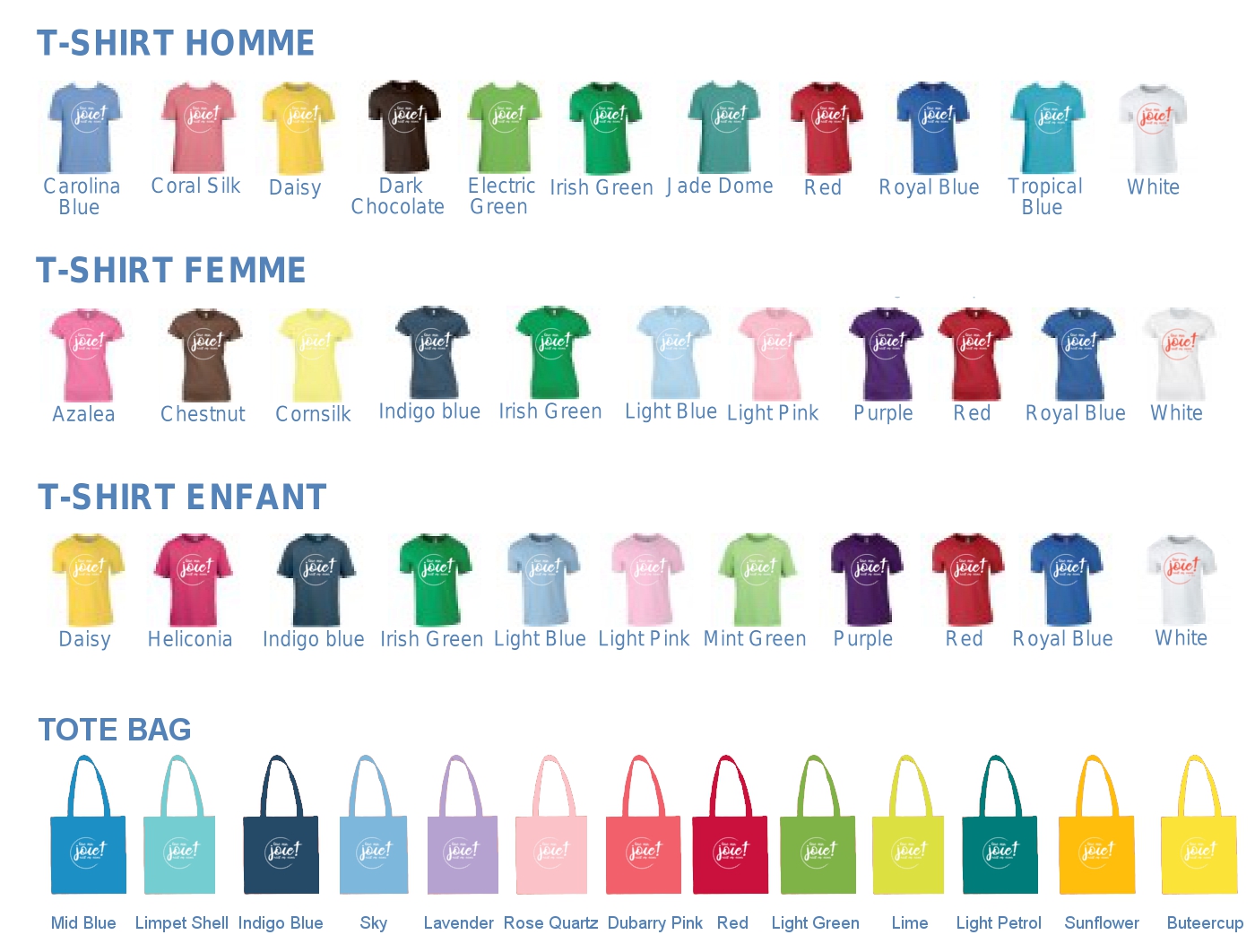 couleurs tshirt sac
